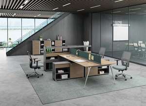 Uzun dolap açık çalışma alanı iş istasyonu ile yüksek kaliteli Modern 4 kişilik modüler ofis masası - Product Image 5