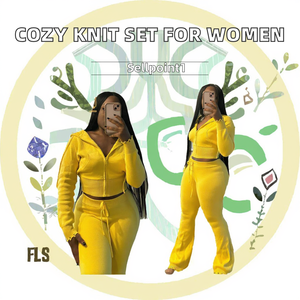 Conjunto de Dos Piezas de Suéter con Capucha de Punto para Mujer de Primavera, Pantalones Acampanados, Ropa Casual de Calle, Chándales Ecológicos para Mujer - Product Image 2