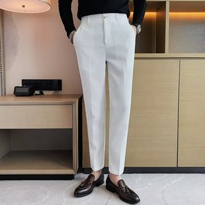 <span class=keywords><strong>Pantalon</strong></span> décontracté d'été pour hommes, style business, en tissu gaufré, couleur unie, taille <span class=keywords><strong>élastique</strong></span>, idéal pour le dropshipping - Product Image 4