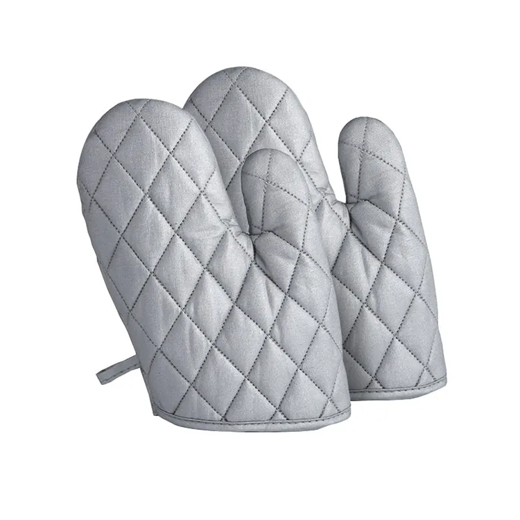 Wholesale Price Kitchen Oven Mitts Microwave Double Thickened Large Oven Mitt Silver Silicone Glove Baking High Quality