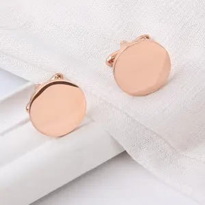 2024 נירוסטה נירוסטה cufflinks טיטניום מראה פלדה לסיים עגולים cufflins