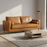 Ensemble de canapés sectionnels en cuir véritable de luxe contemporain en forme de L pour salon et hôtel, chaise longue douce et confortable