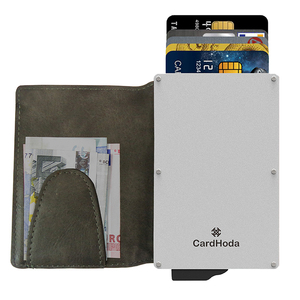 CardHoda Aluminum Minimalist <b>Wallet</b> With <b>RFID</b> <b>Blocking</b> Card Holder Short Fold Design Genuine Leather Lining Unisex - Product Image 1