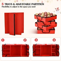 Boîte de rangement à bijoux rectangulaire pliable 2-en-1, capacité de 64 bijoux de 3 pouces, séparateurs ajustables, 4 compartiments organisés