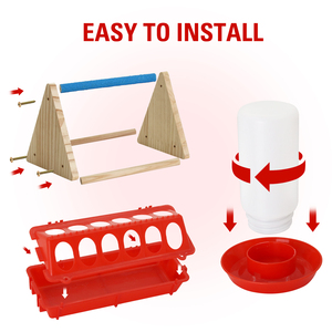 Mangiatoia e Abbeveratoio per <span class=keywords><strong>Pulcini</strong></span> con Posatoio in Legno per Piccoli Pollame, Anatre, Quaglie, Piccioni e Uccelli - Product Image 3