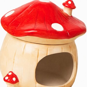 Casa de Cerámica para Hámster con Diseño de Champiñón, Roja con Puntos, Cueva para Mascotas Pequeñas con Tazón de Comida y Botella de Agua para Cobayas y Hámsteres Enanos - Product Image 2