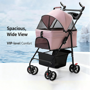 Passeggino Pieghevole Leggero <span class=keywords><strong>per</strong></span> Animali Domestici con Chiusura a Cerniera e Design Staccabile, Capacità 15kg <span class=keywords><strong>per</strong></span> Cani e Gatti di Piccola e Media Taglia - Product Image 4