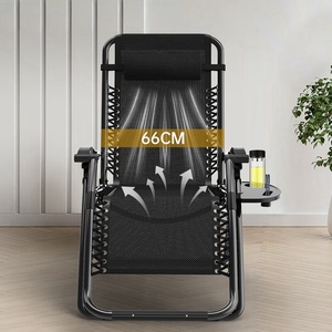 Muebles de exterior portátil <span class=keywords><strong>plegable</strong></span> de acero negro <span class=keywords><strong>tumbona</strong></span> Silla de playa silla reclinable multiposición - Product Image 4