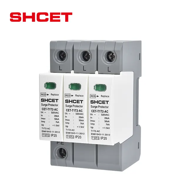 צבע אפור t1 t2 ac 275v spd מגן הגנה מפני גל הגנה סוג התקן מגן 1+2 40ka מעבר CE למניעת התחממות יתר