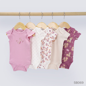 Conjunto de Ropa de 5 Piezas para Bebé Niña, 100% Algodón, Mono Moderno para Primavera - Product Image 4