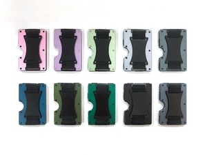 Portefeuille en aluminium avec blocage RFID, logo personnalisé, fin et élégant, <span class=keywords><strong>porte</strong></span>-cartes de crédit, minimaliste, avec pince à billets pour <span class=keywords><strong>homme</strong></span> - Product Image 2