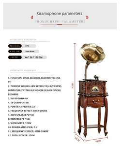 Lecteur de disque de bureau en bois, design vintage haut de gamme, <span class=keywords><strong>vinyle</strong></span> et gramophone, stylet à aiguille, plateau tournant, phonographe - Product Image 2