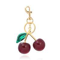 Porte-clés personnalisé 3d cristal cerise Pendentif pour sac à main Cadeau fraise pailletée Pendentif pour sac cerise Porte-clés charmant