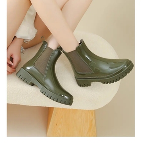 Botas de plataforma para <span class=keywords><strong>mujer</strong></span>, tacón plano barato, comodidad con Tobillo elástico, Botas de lluvia, <span class=keywords><strong>zapatos</strong></span> de lluvia de gelatina a la moda - Product Image 4