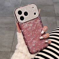 Coque de téléphone pleine surface en strass diamantés pour iPhone 18 Pro 17 16 15, coque dorée colorée avec grande fenêtre de visualisation de l'objectif, étui de protection mobile