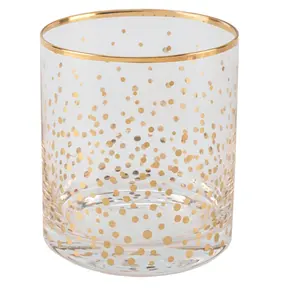 Tasse en verre à eau créative en cristal clair avec bord doré. Verre de brosse de placage pour salle de bain. Tasse à lait pour whisky, café, jus, bière