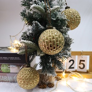 Christmas Supplies Glass Christmas Ball Ornaments Golden Hanging Mould Glass Baubles for Decoration