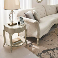 Table console en chêne massif de style français moderne et luxueux avec plateau en verre, hauteur réglable, sculptée à la main, meubles de salon personnalisables
