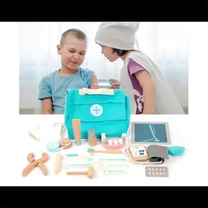 Kit de médico de madera para niños, juguetes Montessori, kit de dentista, juego educativo de madera para juego de médico, juguete para niños