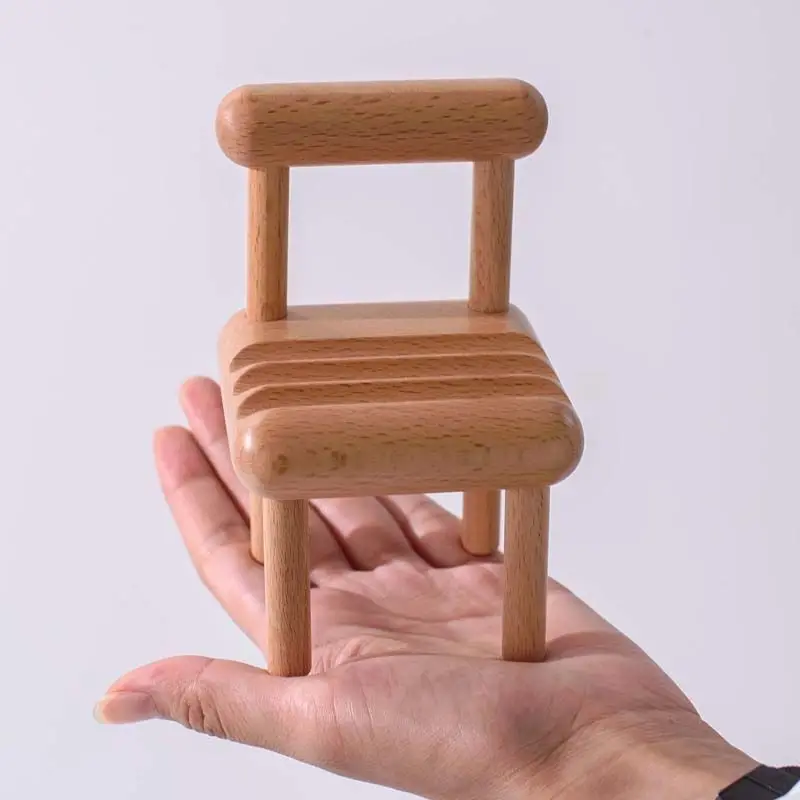 Mobile phone stand Smooth Cute small solid wood chair Table Top Utility Gift
