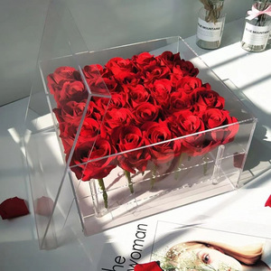 Caja Transparente de Acrílico Aierflorist <span class=keywords><strong>para</strong></span> 1, 9, 16, 24 Flores, Cubierta <span class=keywords><strong>para</strong></span> Empaque de Flores, Caja de Acrílico <span class=keywords><strong>para</strong></span> Almacenamiento de Rosas Preservadas <span class=keywords><strong>para</strong></span> Bodas - Product Image 1