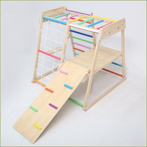 8-in-1 Indoor Playground Jungle Gym for Toddlers Wood Climbing Toys with Slide Monkey Bar <b>Swing</b> Wood Rope Ladder Climbing <b>Frames</b> - Product Image 3