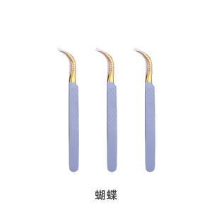 ชุดแหนบขนตาแบบโค้งตรงทำจากสเตนเลสชุดแหนบสำหรับต่อขนตาสีม่วงโลโก้แบบกำหนดเอง - Product Image 5