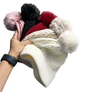 Thickened Waterproof Ear Protection Outdoor Keep Warm Winter Knitted Custom Embroidered Logo Plain <strong>Beanie</strong> <strong>Pom</strong> <strong>Beanie</strong> Travel - Product Image 2