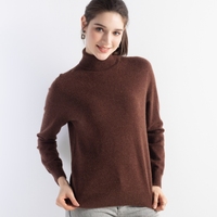 Pull en cachemire 30% pour femme, col roulé, manches longues, coupe ajustée, sans couture, respirant, tricoté