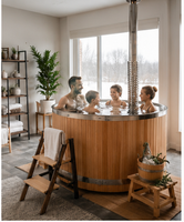 Bain à remous en bois Warmfire, cèdre rouge canadien, 4-6 personnes, chauffage au bois 12KW, acier inoxydable, pour jardin, resort, spa