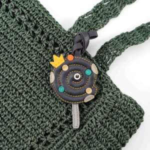 Colorful <b>Swirl</b> <b>Lollipop</b> Leather Keychain Charm with Crown Detail - Product Image 4