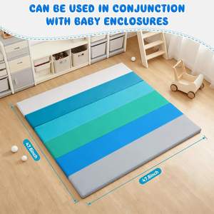Tapete de Juego Plegable de Tres Pliegues de Cuero Sintético para Bebés, Tapete de Actividades de Espuma para Gatear de 47.6x47.6 Pulgadas, Tapete de Juego para el Tiempo Boca Abajo - Product Image 4