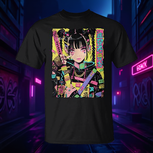 T-shirt Cyberpunk Y2k Manga Anime Noir Unisexe Streetwear Hip Hop Techwear Design - Product Image 3