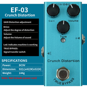 Pédale d'effets de guitare compacte True Bypass multi-processeur en métal durable pour guitare électrique et basse, Distorsion British Crunch - Product Image 4