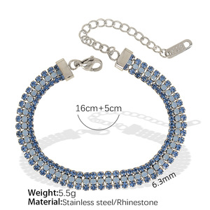 Shiny Row Zircon <b>Bracelet</b> 18K Gold Plated Anti Tarnish Titanium Stainless Steel <b>Bracelet</b> Chain - Product Image 6