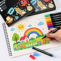 Petits marqueurs à peinture acrylique, 12 couleurs, double pointe (grosse et fine), à base d'eau, séchage rapide, haute couvrance pour la pierre, le verre, le bois et les loisirs créatifs