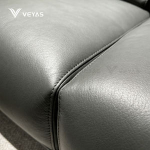 Muebles Modernos para Sala de Estar, Sofá Seccional Tapizado en Cuero Genuino, Grande, para Interiores, de 1, 2 y 3 Plazas, en Gris Plateado y Gris Claro - Product Image 4