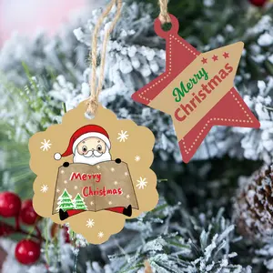 Merry Christmas Xmas Tree Decoration Swing Tag Luxury FSC GMI Certified Custom Printed Design Gift Paper Hang Tag Hangtag