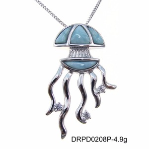 Offre Spéciale Mode Vie Marine Bijoux En Argent Naturel Larimar Poulpe Pendentif - Product Image 5