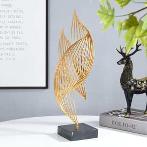 Aksesori dekorasi rumah tangga logam emas mewah untuk ornamen ruang tamu modern artikel dengan dasar marmer alami - Product Image 5