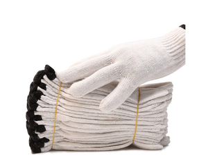 Guantes de trabajo de punto de hilo de poliéster blanco sin costuras de almacén de fábrica reutilizables ligeros económicos industriales de uso general - Product Image 1