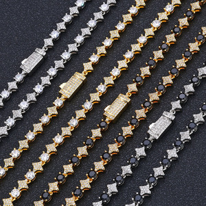 New <strong>Cross</strong> Star Zircon silver tennis <strong>chain</strong> 6mm for men,Plated Necklace, hip hop jewelry Personality Gift Party Wholesale - Product Image 6