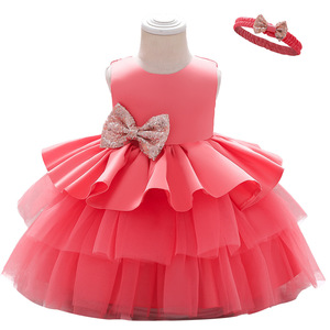 Abiti Eleganti per Bambine di 3 Anni, 6 Colori Assortiti, Vendita all'Ingrosso, Ricamati con Volant Rossi per Feste - Product Image 5