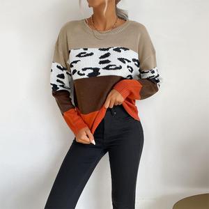 Nuovo Maglione Invernale da Donna con Stampa <span class=keywords><strong>Leopardata</strong></span> e Inserti Lavorati a <span class=keywords><strong>Maglia</strong></span>, Taglie Grandi - Product Image 2