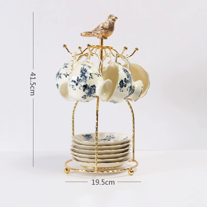 Service à thé de luxe en céramique écologique à motif de roses bleues anglaises, en promotion - Product Image 6