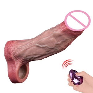 OS-ADLV5074 Funda Vibradora para Agrandamiento del Pene, Condón Vibrador Transparente Reutilizable, Extensor de Pene con Diseño de Dragón - Product Image 1