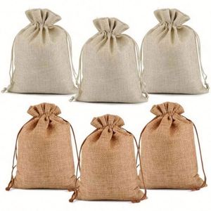 Hot Sale Custom Logo Printed Eco Friendly Small <b>Pouch</b> Linen Jute Burlap <b>Drawstring</b> Gift Bag With Handles - Product Image 2