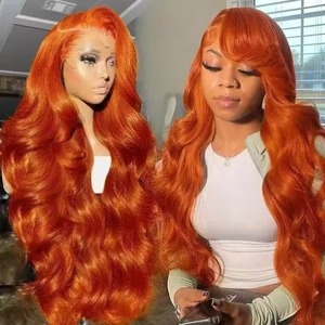 Pelucas de Cabello Humano Virgen Ondulado Dody Color Naranja Sin Pegamento con Encaje Frontal HD, Nudos Decolorados Pre-Desplumados, para Mujeres Negras - Product Image 3