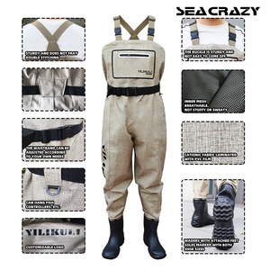 <span class=keywords><strong>Cuissardes</strong></span> de pêche imperméables en nylon/PVC avec support de bottes intégré pour hommes et femmes, marron, pour la pêche en extérieur (vente en gros) - Product Image 3