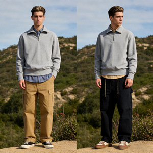 <span class=keywords><strong>Felpa</strong></span> da Uomo <span class=keywords><strong>con</strong></span> Mezza Zip e Colletto <span class=keywords><strong>Polo</strong></span>, Casual, in Cotone 100%, Essenziale per Ogni Abbigliamento - Product Image 2